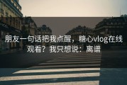 朋友一句话把我点醒，糖心vlog在线观看？我只想说：离谱