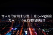 你以为的官网未必是 ｜ 糖心vlog新官方入口…不花钱也能搞明白