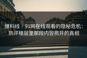 爆料线｜91网在线观看的隐秘危机：热评楼层里那段内容揭开的真相
