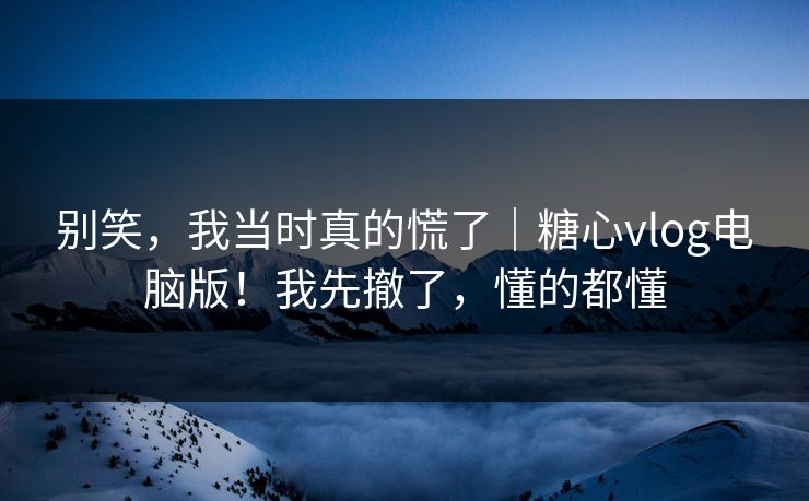别笑，我当时真的慌了｜糖心vlog电脑版！我先撤了，懂的都懂